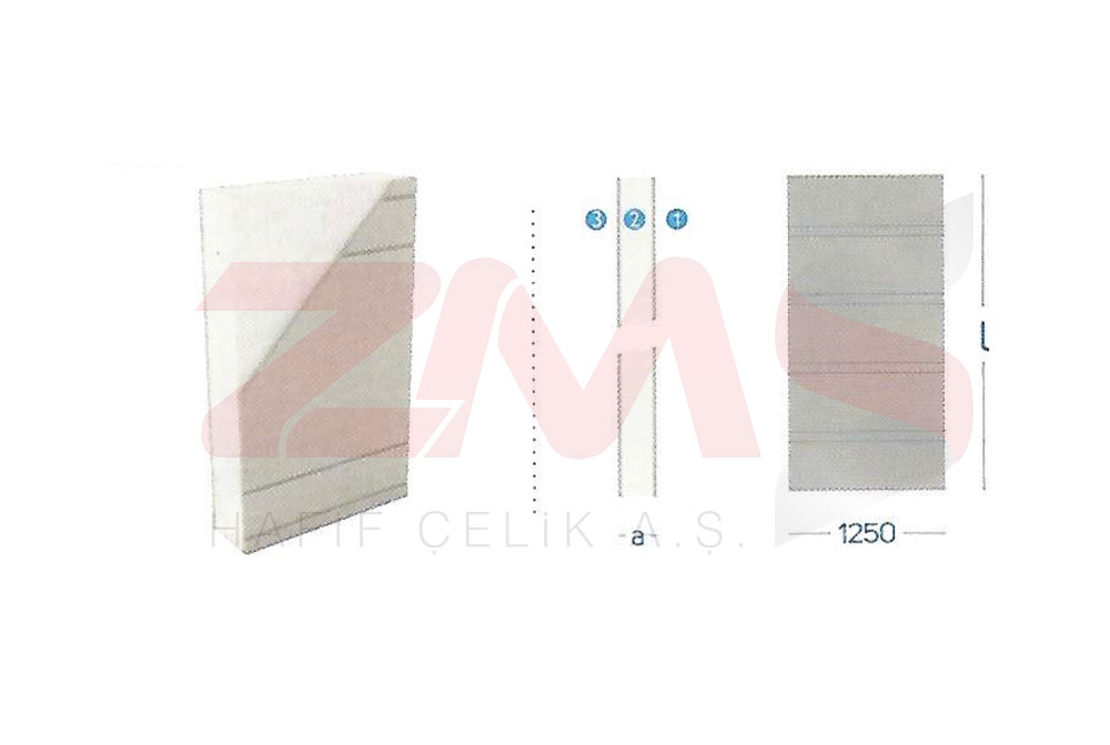 ZMS Çelik Engraved Cement Bonded Particle Board + Styrofoam + Cement Bonded Particle Board